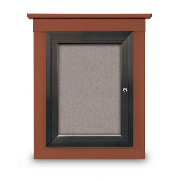 72"x48" 3-Door Enclosed Letterboard, Header, Blue Vinyl/Walnut